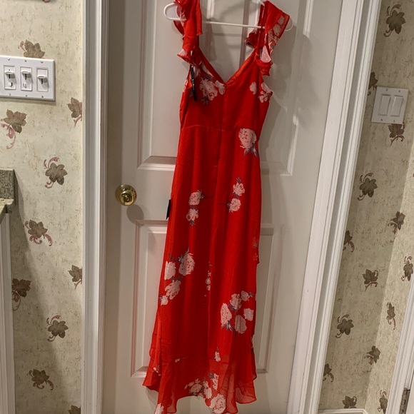 Lulu's Red Floral Ruffle Maxi Dress - Picture 5 of 7
